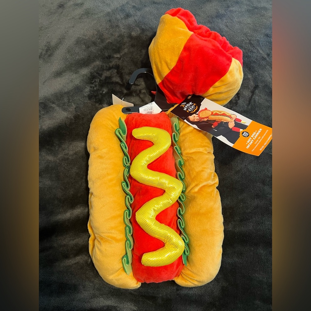 Baby 0-6 month Hot Dog Costume with Mustard Detail NEW